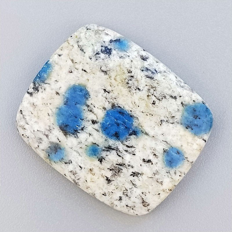 K2 'Raindrop Azurite' Naturale Forma Rettangolare Piatto Cabochon Liscio Fatto a Mano 30X25X5mm 9,10gm 1pz