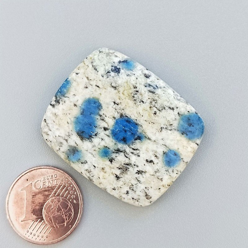 K2 'Raindrop Azurite' Naturale Forma Rettangolare Piatto Cabochon Liscio Fatto a Mano 30X25X5mm 9,10gm 1pz