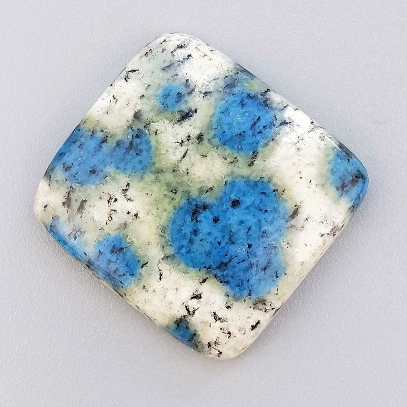 K2 'Raindrop Azurite' Naturale Forma Quadrato Piatto Cabochon Liscio Fatto a Mano 27X27X6mm 8,40gm 1pz