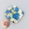 K2 'Raindrop Azurite' Naturale Forma Quadrato Piatto Cabochon Liscio Fatto a Mano 27X27X6mm 8,40gm 1pz