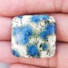 K2 'Raindrop Azurite' Naturale Forma Quadrato Piatto Cabochon Liscio Fatto a Mano 27X27X6mm 8,40gm 1pz