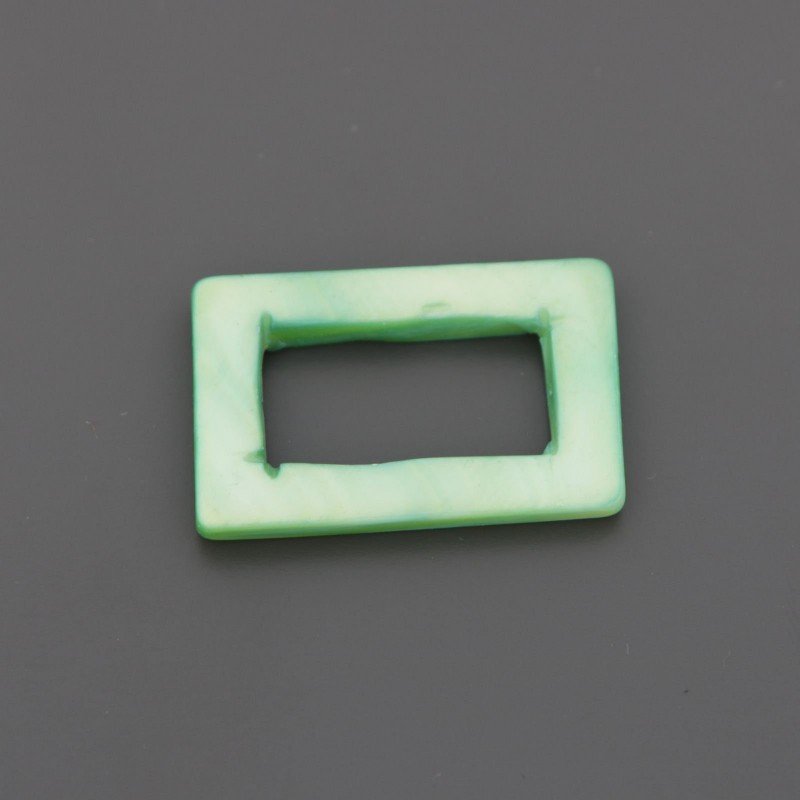 Componente madreperla cerchietti rettangolare verde 20x30 mm 1pz