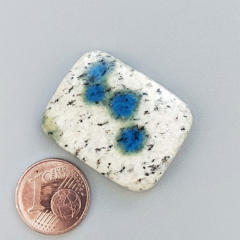 K2 'Raindrop Azurite' Naturale Forma Rettangolare Piatto Cabochon Liscio Fatto a Mano 29X23mm 7,97gm 1pz