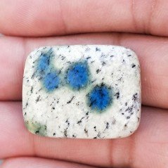 K2 'Raindrop Azurite' Naturale Forma Rettangolare  Piatto Cabochon Liscio Fatto a Mano 29X23mm 7,97gm 1pz
