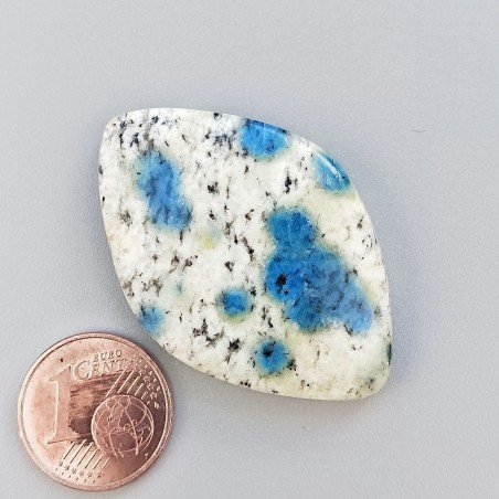 K2 'Raindrop Azurite' Naturale Forma Marquise Piatto Cabochon Liscio Fatto a Mano 38X26X6mm 9,30gm 1pz