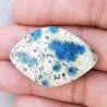 K2 'Raindrop Azurite' Naturale Forma Marquise Piatto Cabochon Liscio Fatto a Mano 38X26X6mm 9,30gm 1pz