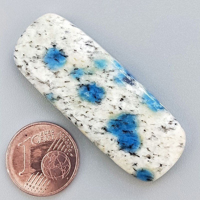 K2 'Raindrop Azurite' Naturale Forma Rettangolare Piatto Cabochon Liscio Fatto a Mano 43X16X5mm 8,10gm 1pz