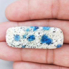 K2 'Raindrop Azurite' Naturale Forma Rettangolare  Piatto Cabochon Liscio Fatto a Mano 43X16X5mm 8,10gm 1pz