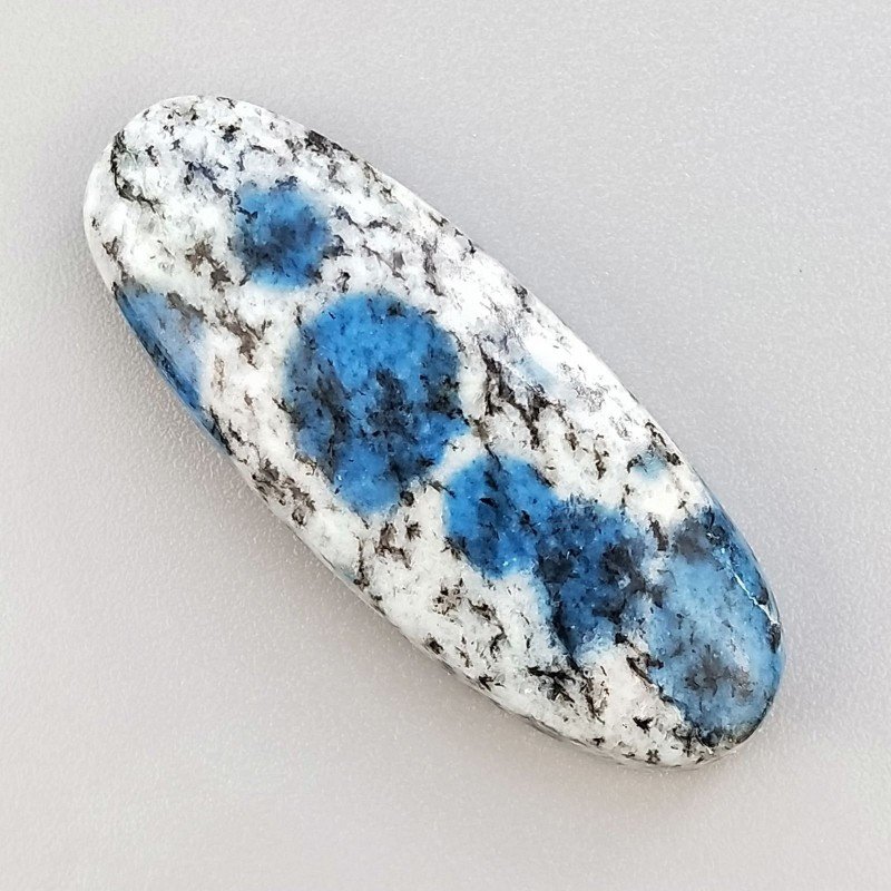 K2 'Raindrop Azurite' Naturale Forma Ovale Piatto Cabochon Liscio Fatto a Mano 37X14X6mm 6,55gm 1pz