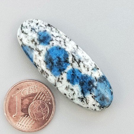K2 'Raindrop Azurite' Naturale Forma Ovale Piatto Cabochon Liscio Fatto a Mano 37X14X6mm 6,55gm 1pz