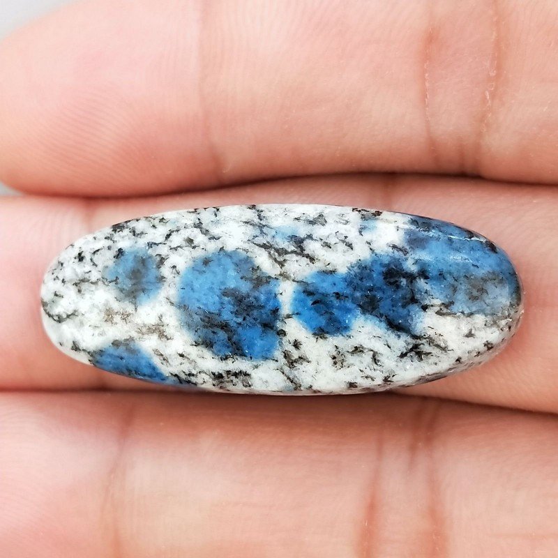 K2 'Raindrop Azurite' Naturale Forma Ovale Piatto Cabochon Liscio Fatto a Mano 37X14X6mm 6,55gm 1pz