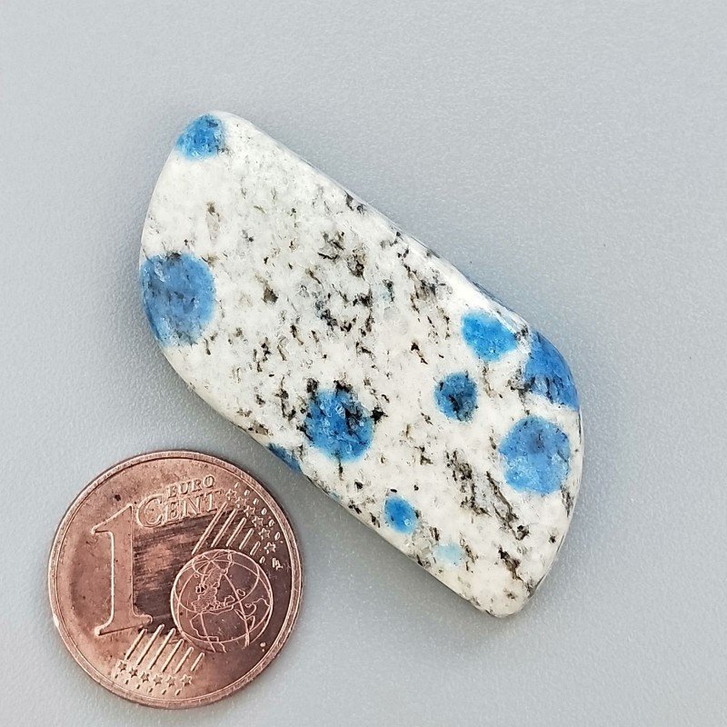 K2 'Raindrop Azurite' Naturale Forma Fantasia Piatto Cabochon Liscio Fatto a Mano 36X16X5mm 5,80gm 1pz