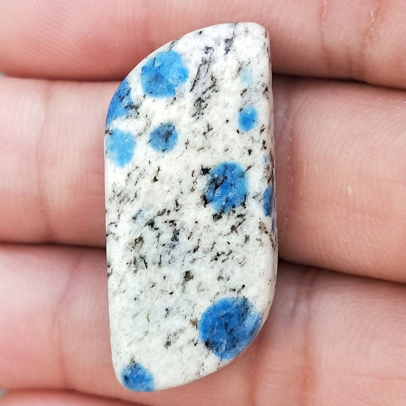 K2 'Raindrop Azurite' Naturale Forma Fantasia Piatto Cabochon Liscio Fatto a Mano 36X16X5mm 5,80gm 1pz