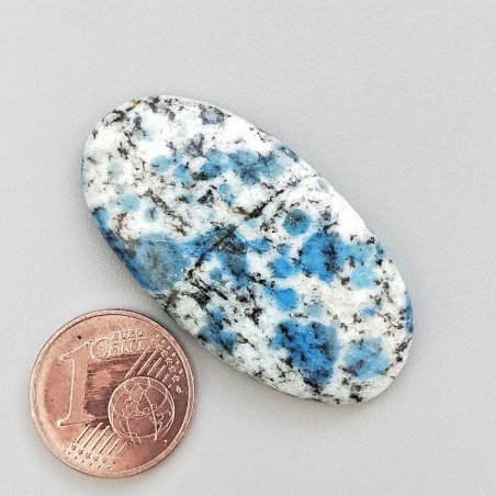 K2 'Raindrop Azurite' Naturale Forma Ovale Piatto Cabochon Liscio Fatto a Mano 38X20X4mm 6,00gm 1pz