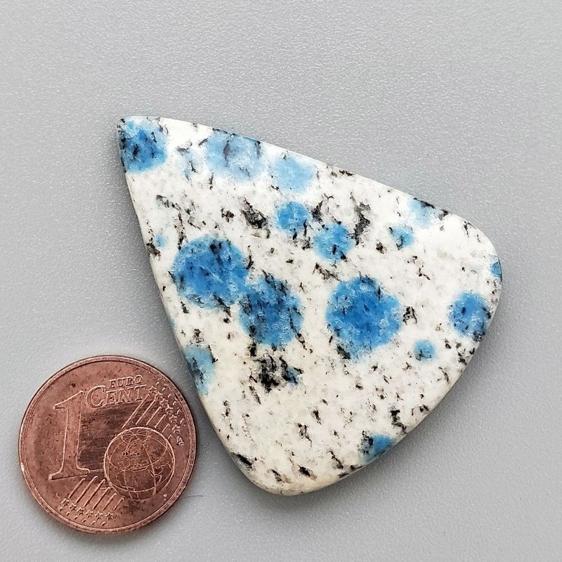 K2 'Raindrop Azurite' Naturale Forma Goccia Piatto Cabochon Liscio Fatto a Mano 39X30X5mm 8,90gm 1pz