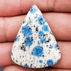 K2 'Raindrop Azurite' Naturale Forma Goccia Piatto Cabochon Liscio Fatto a Mano 39X30X5mm 8,90gm 1pz