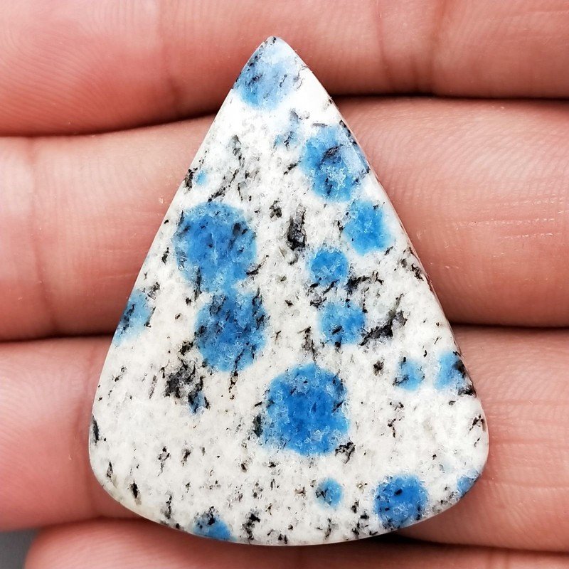 K2 'Raindrop Azurite' Naturale Forma Goccia Piatto Cabochon Liscio Fatto a Mano 39X30X5mm 8,90gm 1pz