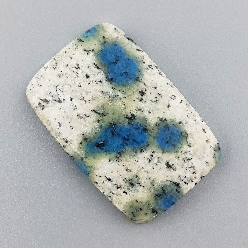 K2 'Raindrop Azurite' Naturale Forma Cuscino Piatto Cabochon Liscio Fatto a Mano 38X25X5mm 9,95gm 1pz