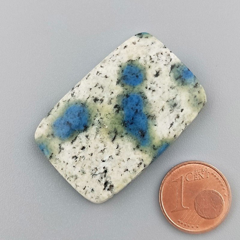 K2 'Raindrop Azurite' Naturale Forma Cuscino Piatto Cabochon Liscio Fatto a Mano 38X25X5mm 9,95gm 1pz