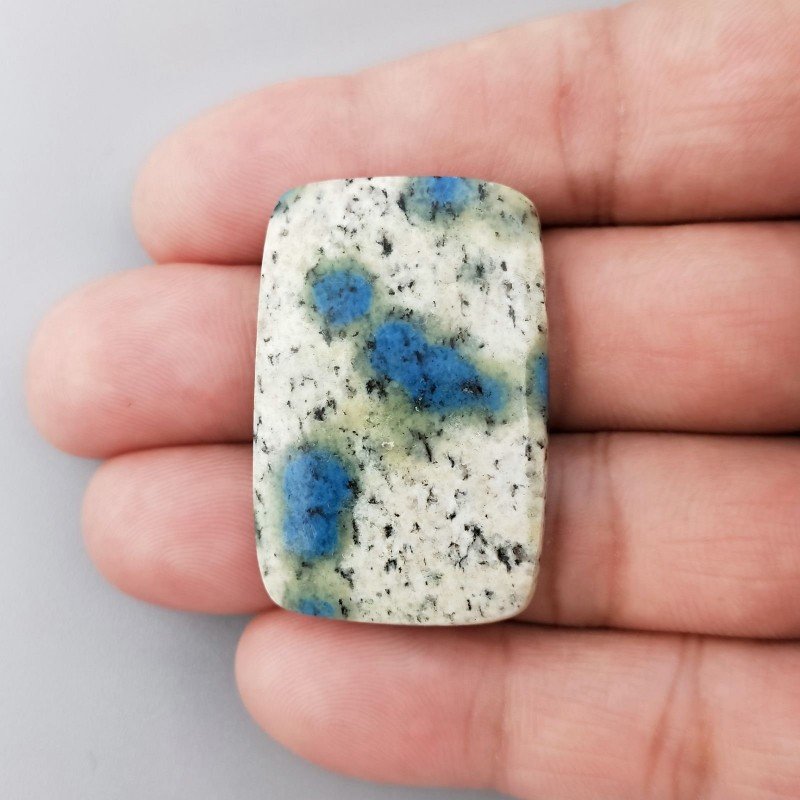 K2 'Raindrop Azurite' Naturale Forma Cuscino Piatto Cabochon Liscio Fatto a Mano 38X25X5mm 9,95gm 1pz