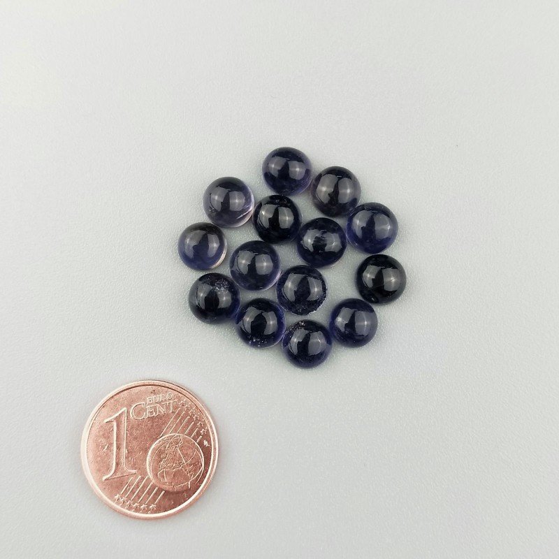 Iolite Naturale Forma Tondo Cabochon Liscio Fatto a Mano 06mm 1pz
