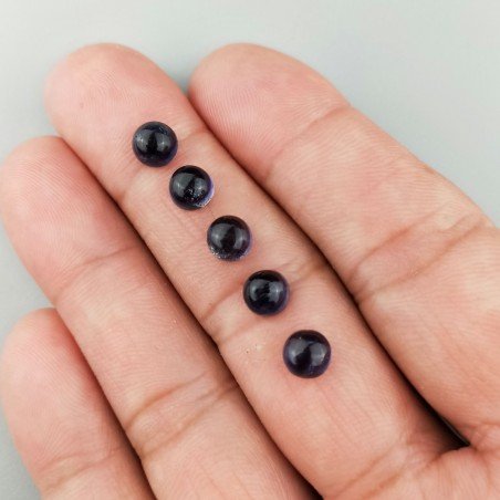 Iolite Naturale Forma Tondo Cabochon Liscio Fatto a Mano 06mm 1pz