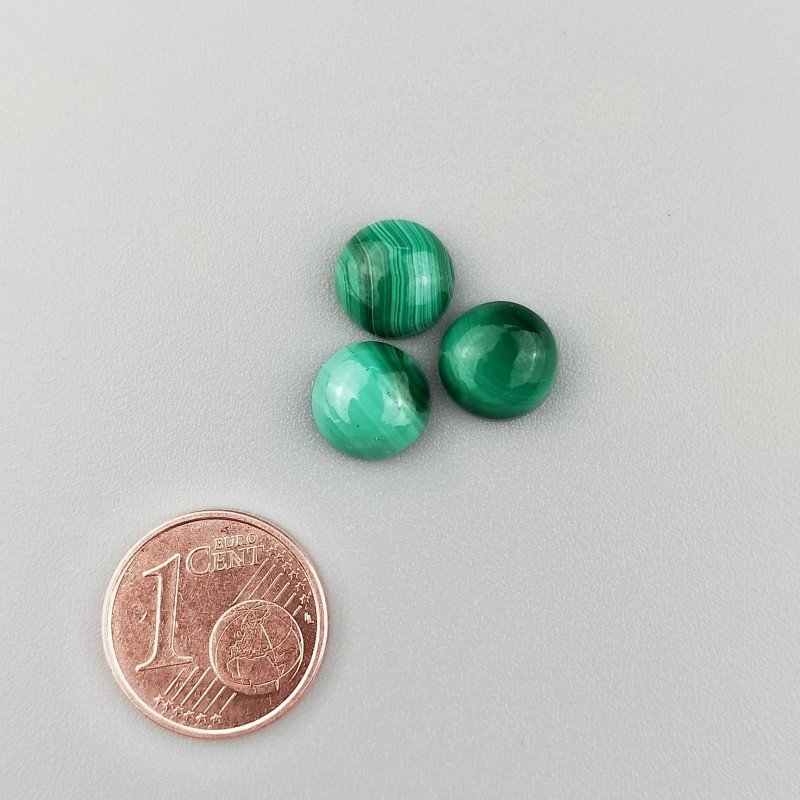 Cabochon di Malachite Naturale Tondo, Liscio, 08 mm, Fatto a Mano