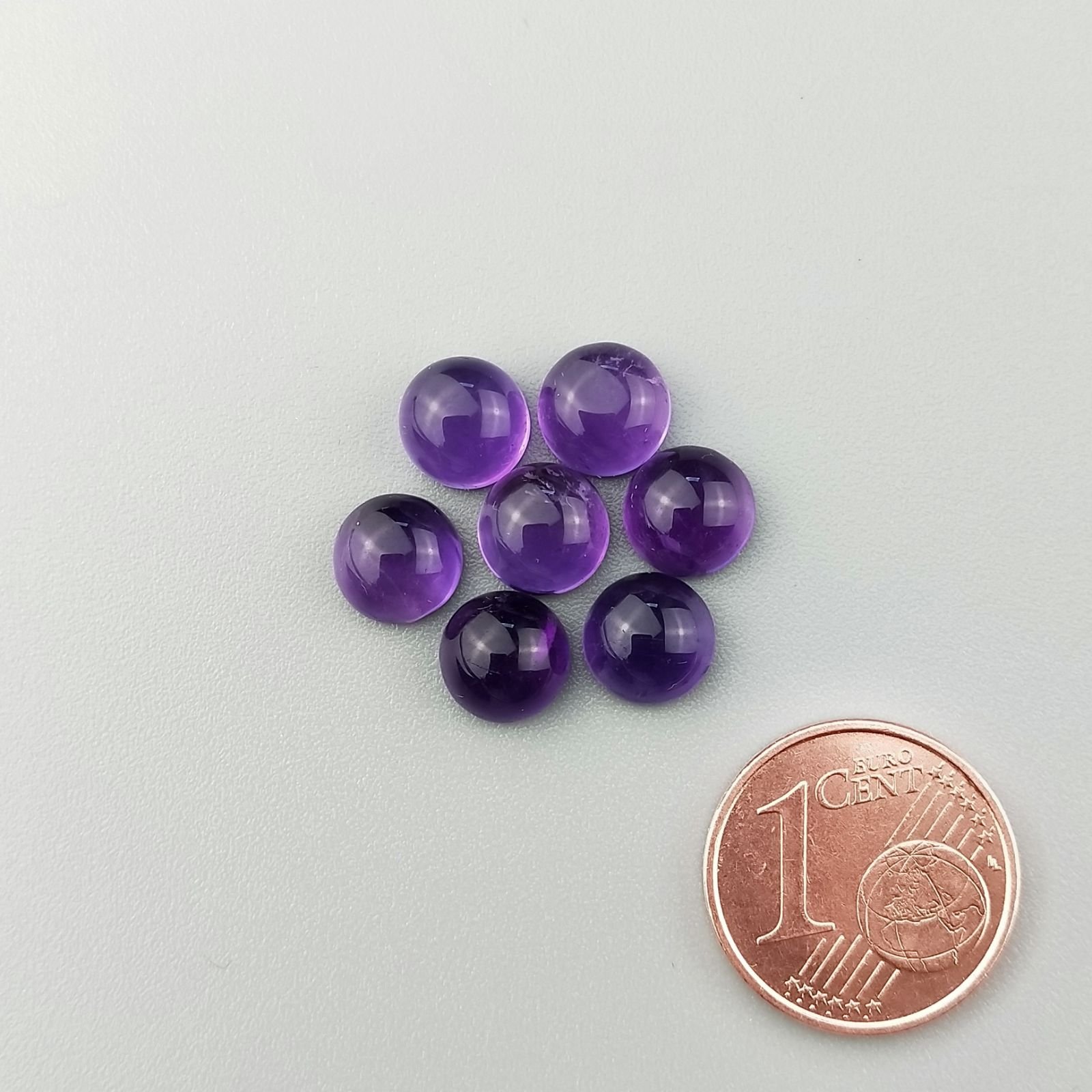 Ametista Naturale Forma Tondo Piatto Cabochon Liscio Fatto a Mano 07mm 1pz