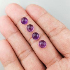 Ametista Naturale Forma Tondo Piatto Cabochon Liscio Fatto a Mano 07mm 1pz