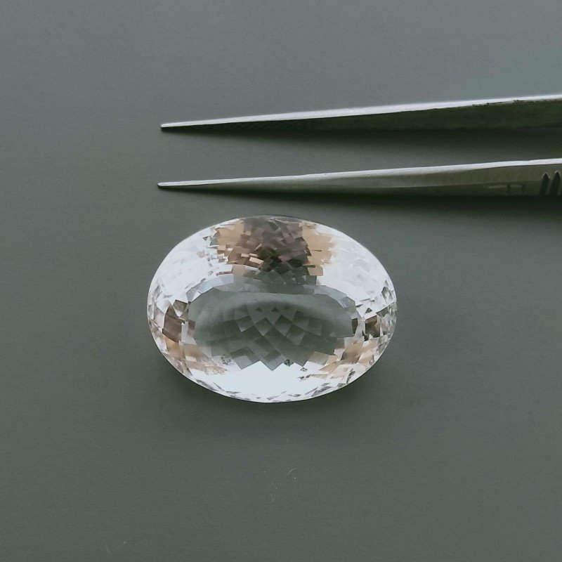 Cristallo Di Rocca Naturale Taglio Ovale Sfaccettata a Mano Gemma Sciolta 18X22x10mm 29+ Carati 1pz