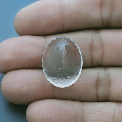 Cristallo Di Rocca Naturale Taglio Ovale Sfaccettata a Mano Gemma Sciolta 18X22x10mm 29+ Carati 1pz