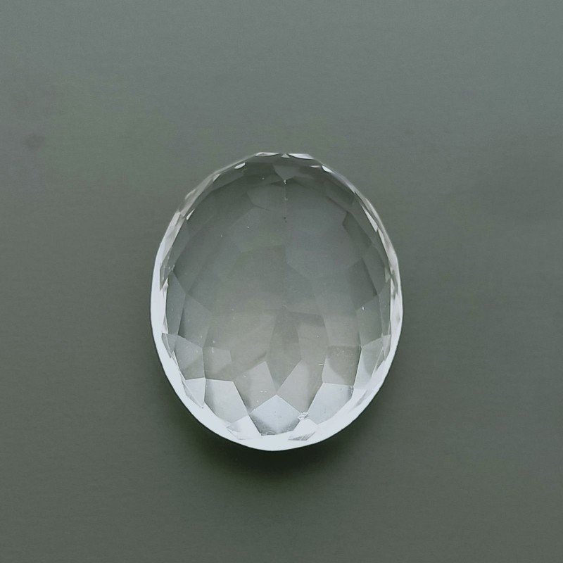 Gemma Sciolta di Cristallo di Rocca Naturale, Taglio Ovale Sfaccettato a Mano, 29x23x17 mm, 69,50 ct