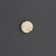 Componente osso beige tondo piatto con inciso pesce 16 mm 1pz