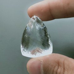 Cristallo Di Rocca Naturale Taglio Trillion Allungato Sfaccettata a Mano Gemma Sciolta 5X26X17mm 82,60 Carati 1pz