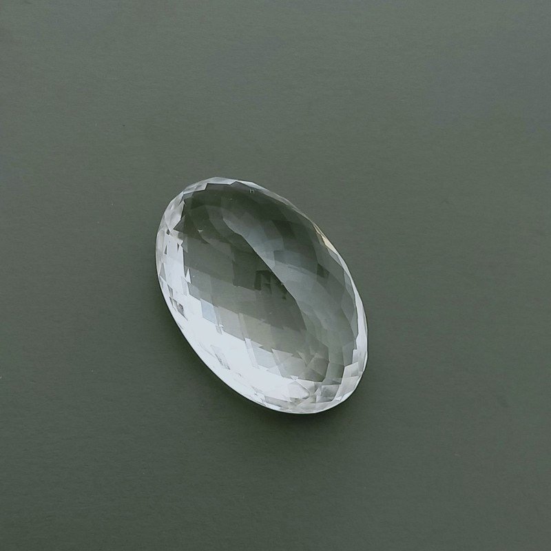 Gemma Sciolta di Cristallo di Rocca Naturale, Taglio Ovale Sfaccettato a Mano, 23x15x11 mm, 23,00 ct
