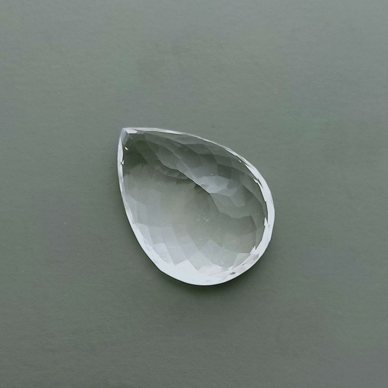 Gemma Sciolta di Cristallo di Rocca Naturale, Taglio Goccia Sfaccettato a Mano, 22x16x11 mm, 21,45 ct