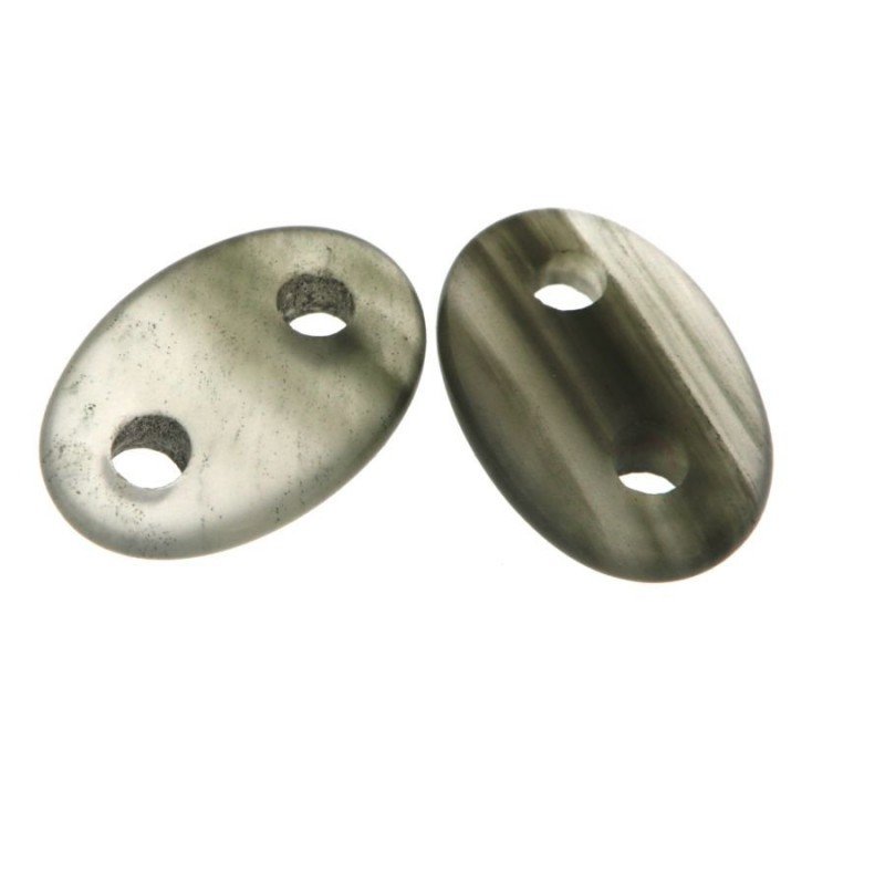 Componente quarzo rutillato verde maglia 2 fori 16x24 mm 1pz Componente quarzo rutillato verde maglia 2 fori 16x24 mm 1pz