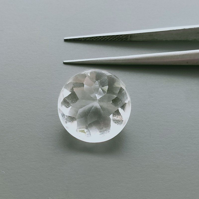 Cristallo Di Rocca Naturale Taglio Tondo Liscio-Sfaccettata a Mano Gemma Sciolta 14X14X10mm 13,00 Carati 1pz