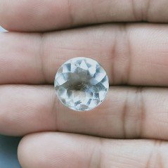 Cristallo Di Rocca Naturale Taglio Tondo Liscio-Sfaccettata a Mano Gemma Sciolta 14X14X10mm 13,00 Carati 1pz