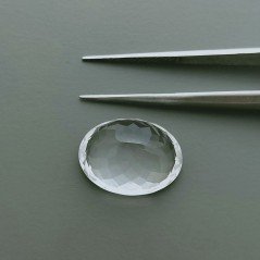 I Be, Cristallo di Rocca sfaccettata 8 X 10 mm gemma orecchini ovale 925 Argento, Lunghezza totale 2,7 cm con custodia in regalo, 390722 K S