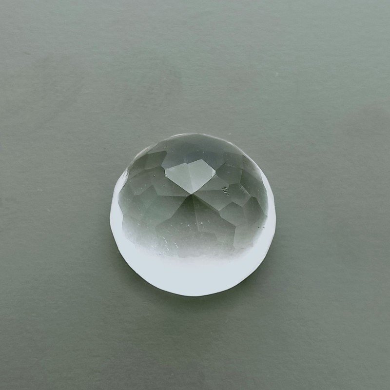 Cristallo Di Rocca Naturale Taglio Tondo Liscio-Sfaccettata a Mano Gemma Sciolta 17X17X12mm 22,50 Carati 1pz