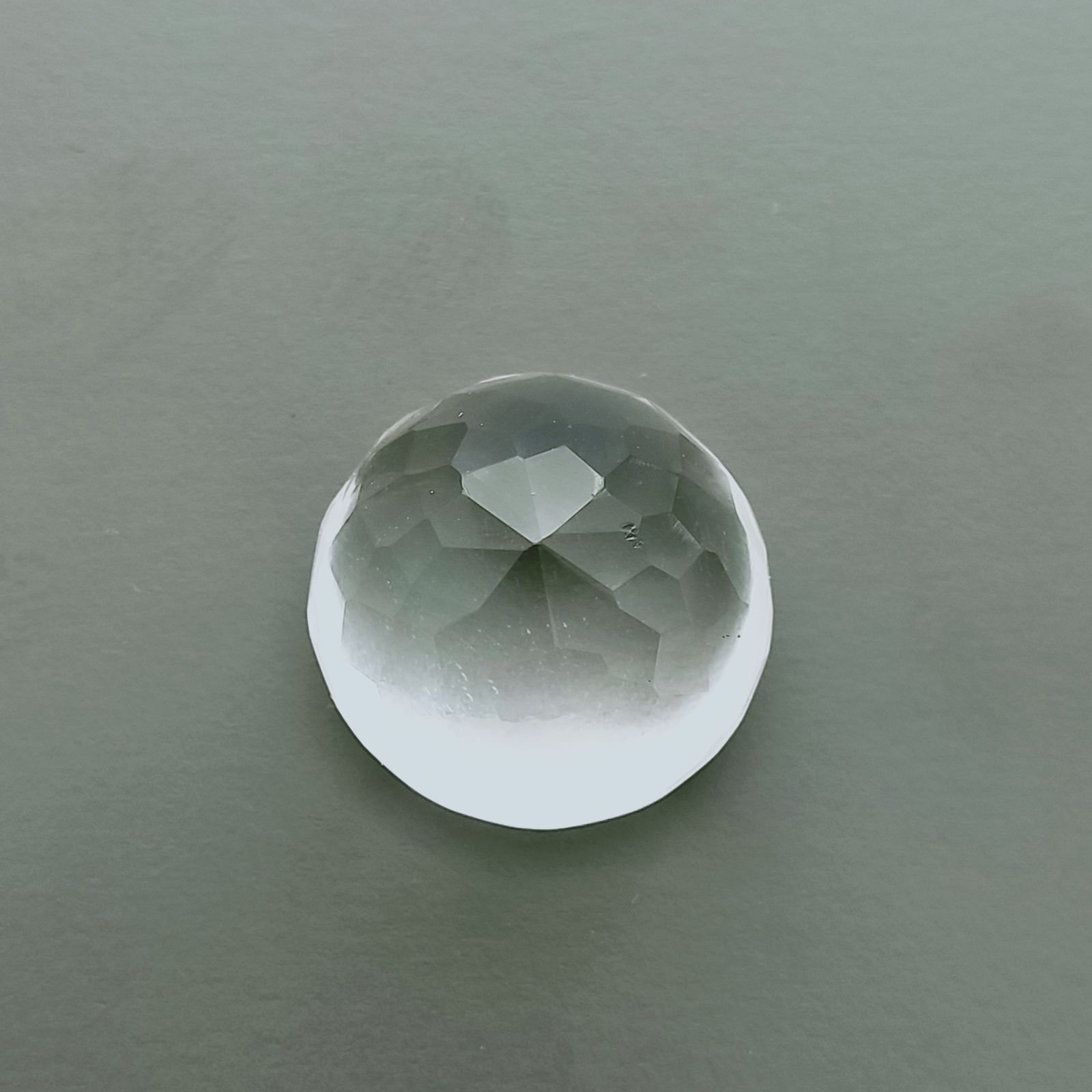 Cristallo Di Rocca Naturale Taglio Tondo Liscio-Sfaccettata a Mano Gemma Sciolta 17X17X12mm 22,50 Carati 1pz
