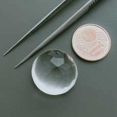 Cristallo Di Rocca Naturale Taglio Tondo Liscio-Sfaccettata a Mano Gemma Sciolta 17X17X12mm 22,50 Carati 1pz