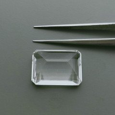 Cristallo Di Rocca Naturale Taglio Smeraldo Ottagono Sfaccettata a Mano Gemma Sciolta 20X14X9mm 20+ Carati 1pz