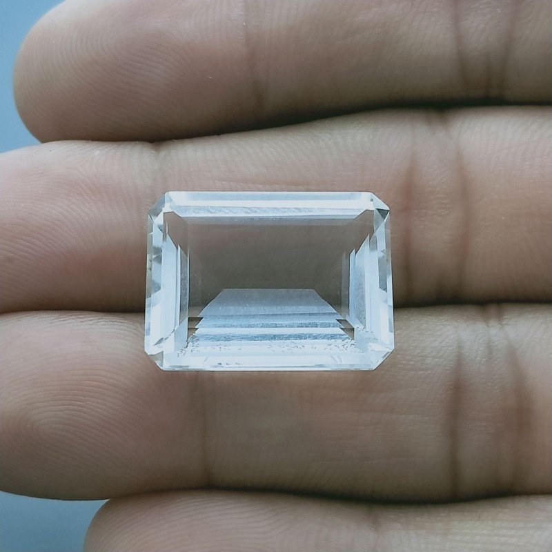 Cristallo Di Rocca Naturale Taglio Smeraldo Ottagono Sfaccettata a Mano Gemma Sciolta 20X14X8mm 18,50+ Carati 1pz