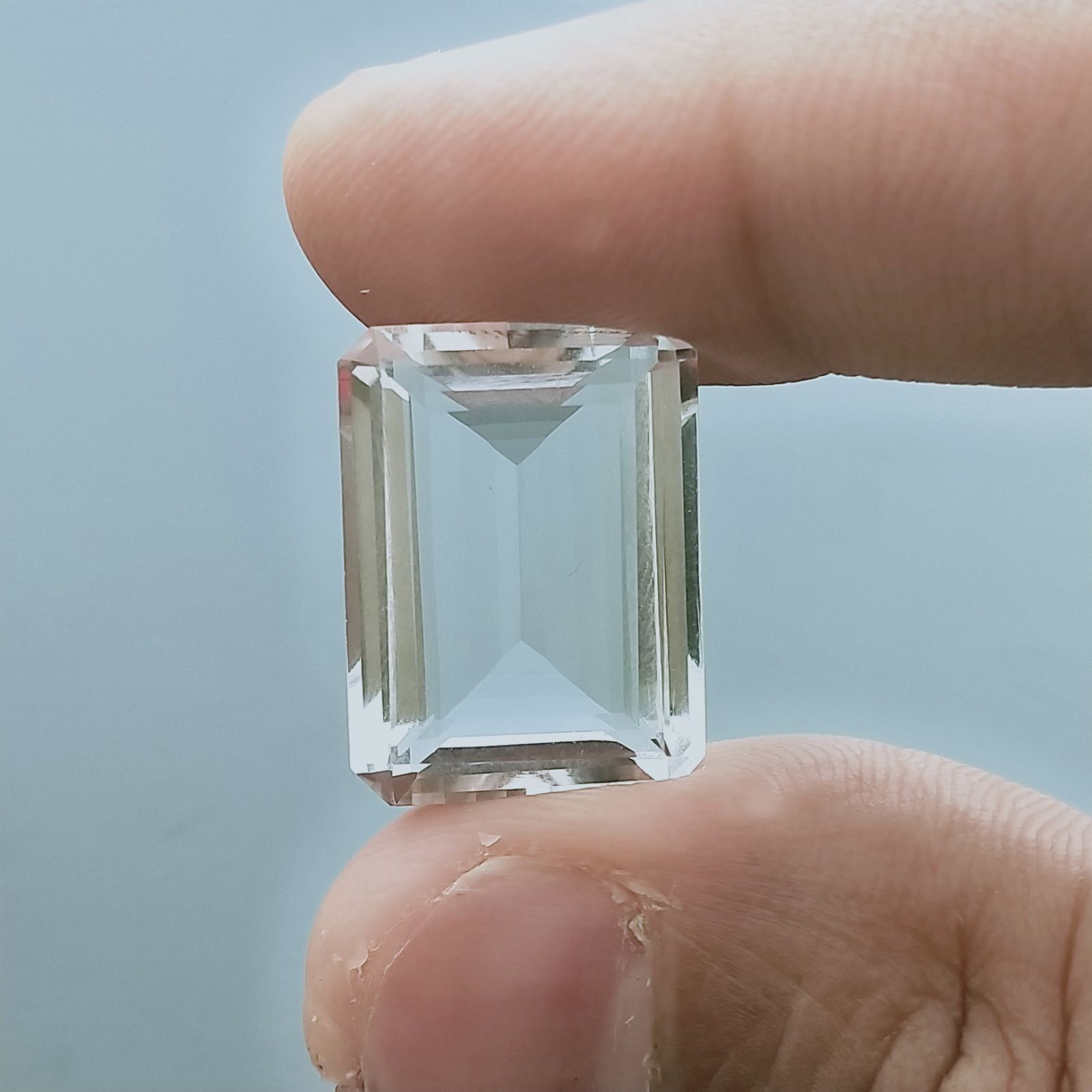 Cristallo Di Rocca Naturale Taglio Smeraldo Ottagono Sfaccettata a Mano Gemma Sciolta 20X14X8mm 18,50+ Carati 1pz