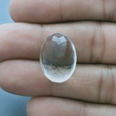 Cristallo Di Rocca Naturale Taglio Ovale Liscio-Sfaccettata a Mano Gemma Sciolta 19X14X10mm 17,50 Carati 1pz