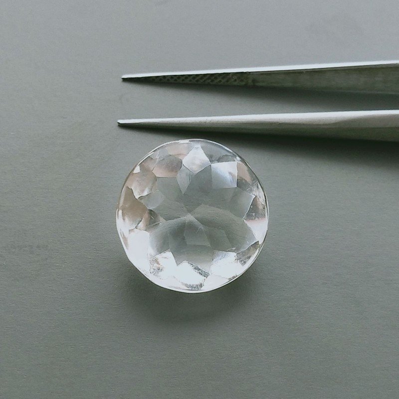 Cristallo Di Rocca Naturale Taglio Tondo Liscio-Sfaccettata a Mano Gemma Sciolta 15X15X10mm 15,70 Carati 1pz