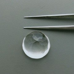 Cristallo Di Rocca Naturale Taglio Tondo Liscio-Sfaccettata a Mano Gemma Sciolta 15X15X10mm 15,70 Carati 1pz