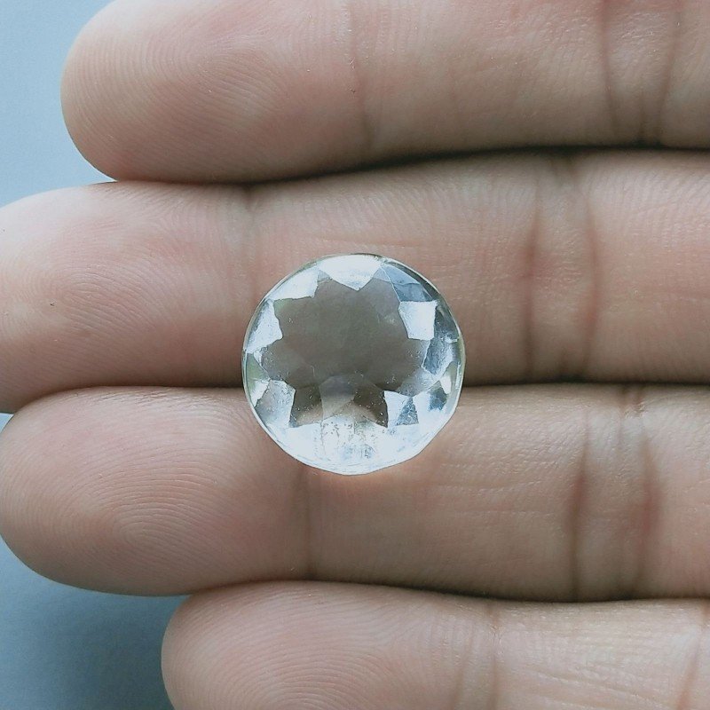 Cristallo Di Rocca Naturale Taglio Tondo Liscio-Sfaccettata a Mano Gemma Sciolta 15X15X10mm 15,70 Carati 1pz